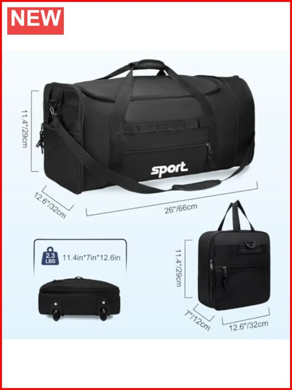 Large Rolling Duffel Bag with 2 Wheels Expandable Foldable Travel Bag No-Sag